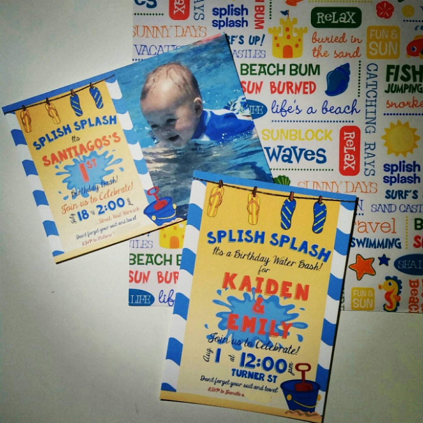 Water Birthday Invitation, Water Birthday Party, Second Birthday Invite, Splash Party Invitation, Splish Splash Birthday Invitation, Splash