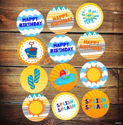Pool Party Cupcake Toppers, Splash Party Decorations, Splish Splash Birthday Decor, Cupcake Toppers, Pool Party Decorations, Splish Splash