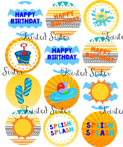 Pool Party Cupcake Toppers, Splash Party Decorations, Splish Splash Birthday Decor, Cupcake Toppers, Pool Party Decorations, Splish Splash