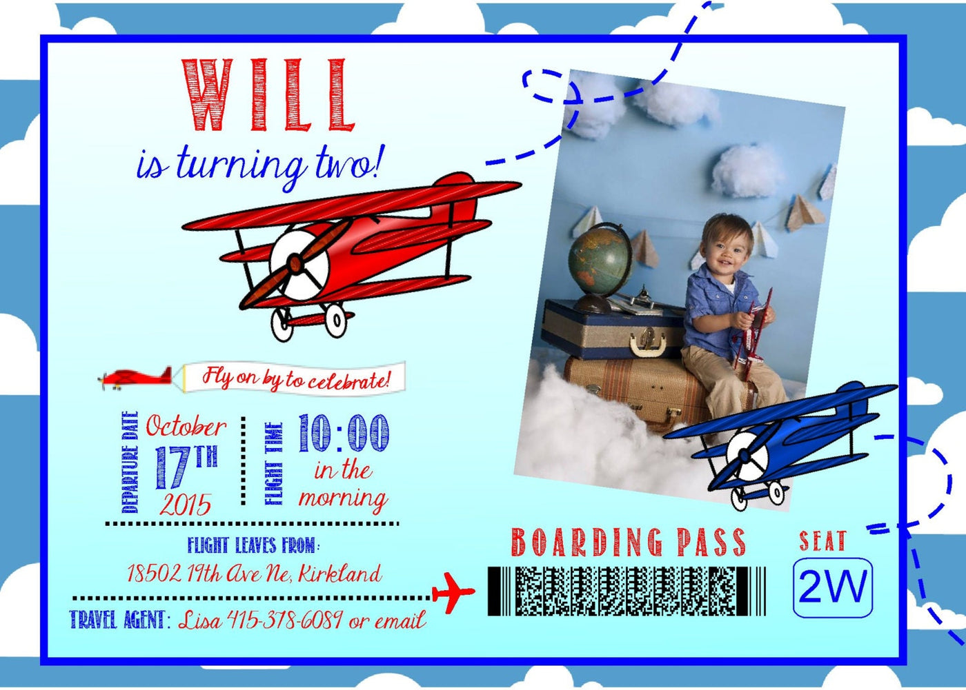 Airplane Birthday Invite