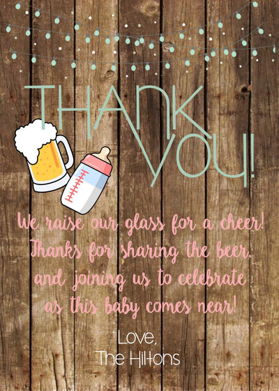 A Baby is Brewing Thank You Card, Beer Baby Shower Thank You, Baby Shower Thank You, Baby Shower BBQ Thank You Card, Rustic Thank You Card