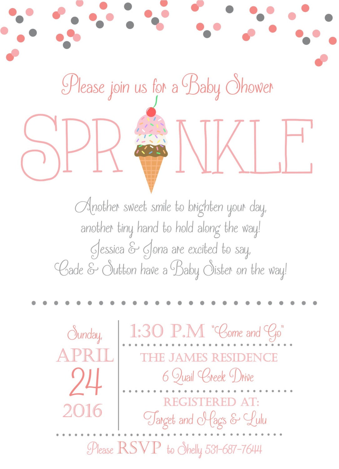 Ice Cream Sprinkle Baby Shower Invitation, Sprinkle Invitation, Ice Cream Sprinkles Invite, Gender Neutral Baby Shower Invite, Baby Shower