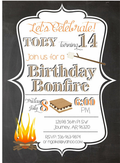 Bonfire Birthday Invitation