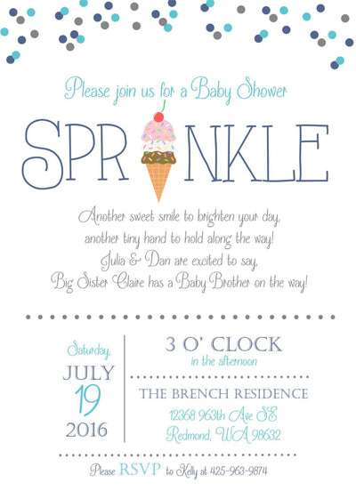 Ice Cream Sprinkle Baby Shower Invitation, Sprinkle Invitation, Ice Cream Sprinkles Invite, Gender Neutral Baby Shower Invite, Baby Shower
